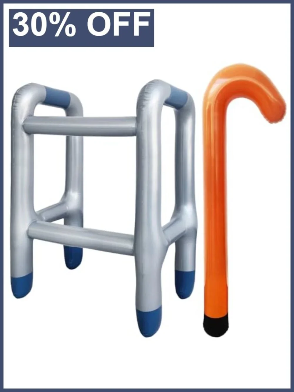 Inflatable Walker and Cane Set PVC Costume Prop Retirement Party Decor